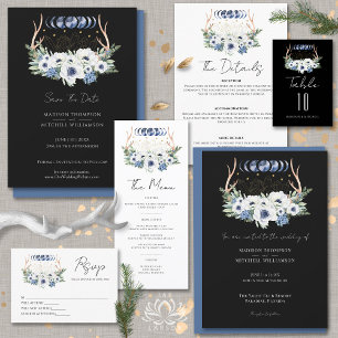 Moon Crystals Blume Boho Metaphysische Hochzeit Menükarte