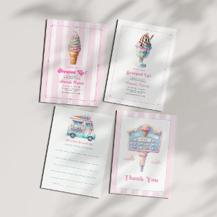 Retro-Sommer-Eiscreme-Menü-Dankeschön-Foto Dankeskarte