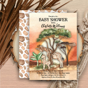 Mutter und Baby Giraffe Safari Baby Dusche Einladung