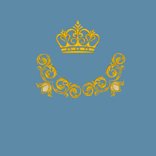 Dusty blue und Gold Crown Damask Royal Wedding Einladung