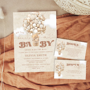 Teddy Balloon Neutral Baby Shower Book Request Begleitkarte