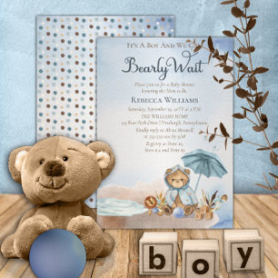 Teddy Bear Boy Babydusche Windelwindeln Begleitkarte