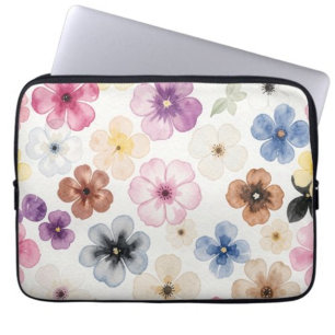 Blumenmuster Rosa Grau Weiß Schwarz  Laptopschutzhülle