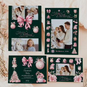 Rosa Retro Vintager Weihnachtsmann Feiertagskarte