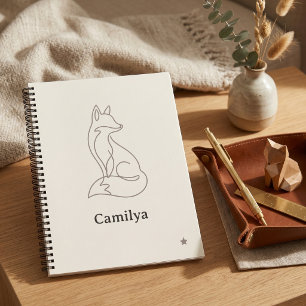 Salbeigrüne Line-Art-Hase-Kinder-Name-Schulbedarf Notizbuch