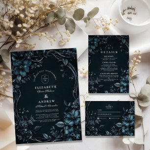 Elegante Art Nouveau Floral Halloween Hochzeit Dankeskarte