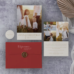 Moderner Chic   Goldweihnachtliches Foto Jahr der  Feiertagskarte