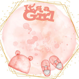 Es ist ein Mädchen in rosa Korallen- und Gold-Baby Einladung