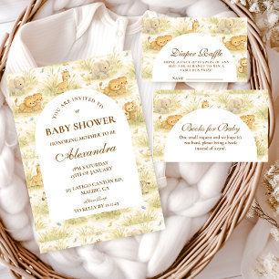 Süße Safari-Babytier-Geschichtenbuch-Jungel Einladung