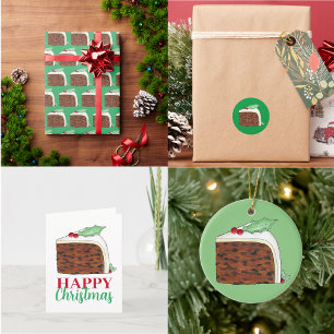 Happy Christmas UK British Cake Slice Homemade Feiertagskarte