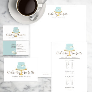 Eleganter Blue Cake mit floraler Cake Decoration Flyer