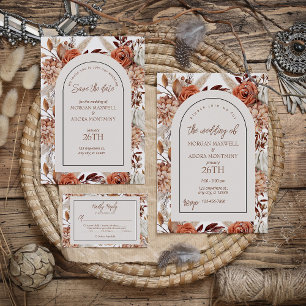 Boho Neutral Watercolor Pampas Save the Date Card Dankeskarte