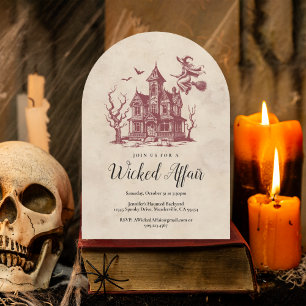 Vintages Halloween-Party der Wicked Hexe Spuk Hous Postkarte