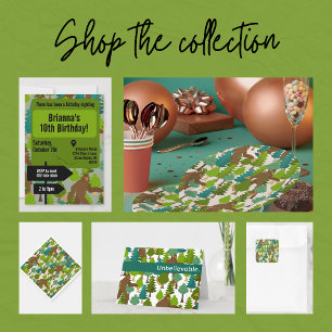 Bigfoot Birthday Sighting Green Woodland Einladung