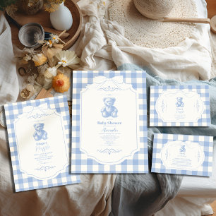 Bow Gingham French Teddy Bear Books for Baby Begleitkarte