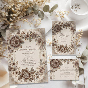 Vintage Jugendstil-Hochzeit Einladung