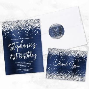 Silver Glitzer Dusty Navy Blue Foil 40. Geburtstag Keramik Ornament