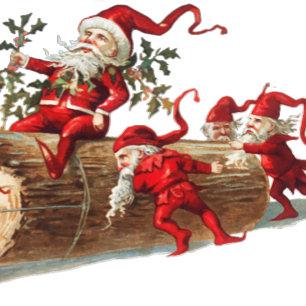 Weihnachten Rote Elfen Schönes Silber Runder Aufkleber