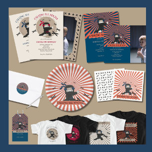 Niedliches Ninja Warrior Kindergeburtstag Foto Einladung