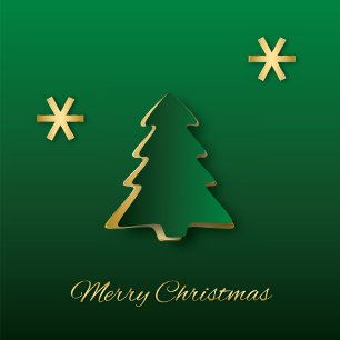 Classy Elegant Gold Green Christmas Tree Feiertagskarte