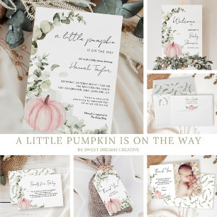 Eine kleine Pumpkin Pink Girl Fall Baby Dusche Einladung