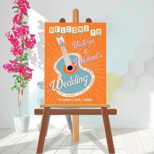 Cowboy Western Gitarre fett Farbe Hochzeit Tischnummer