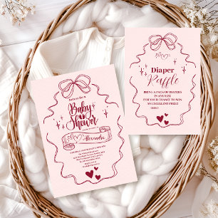 Niedlich Doodle Hand Drawn Bow Baby Dusche Pappteller