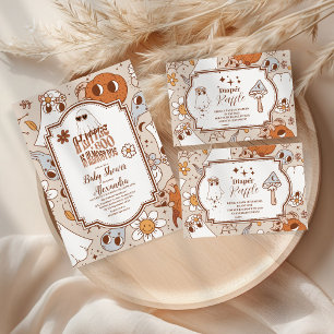 Retro Groovy Halloween Little Boo Baby Dusche Einladung