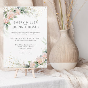 Elegant Gold Frame Greenery Bloral Wedding Einladung