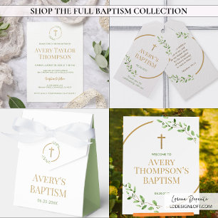 Elegantes echtes Goldkreuz Aquarell Lorbeer Taufe Folien Feiertagskarte