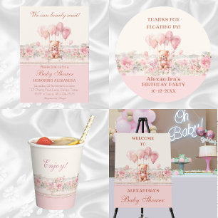 Niedlich Teddy Bearly Wait Pink Girl Baby Dusche Einladung