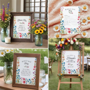 Kleine Wildblume wünscht sich Baby Keepake Card Einladung