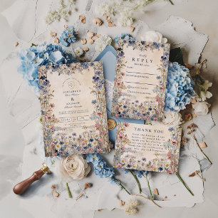 Weiche Bohemian Florale Wiesenhochzeit Einladung