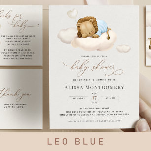 Elegante Baby Shower Sleeping Lion Cub auf Wolken Einladung