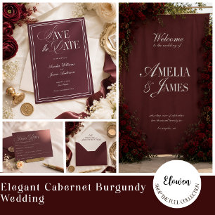 Elegante Cabernet-Burgunder-Minimalist-Hochzeitssu Einladung