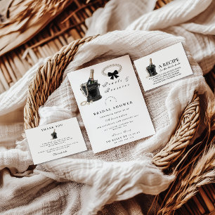 Schwarze Satinschleife Perlen Junggesellinnenabsch Dankeskarte