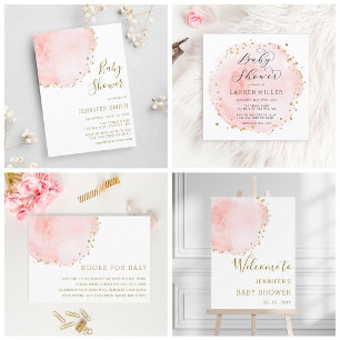 Blush Pink Watercolor Circle Baby Dusche Square Einladung