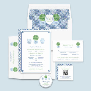 Website für Hochzeiten mit intelligentem Blau und  Begleitkarte