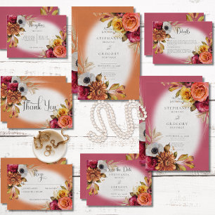 Vintage Blumenrost & Fuchsia Hochzeit Save The Date