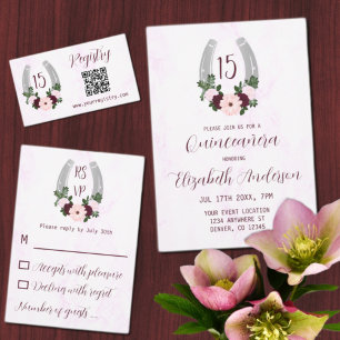 Bloraler Western Horseshoe Quinceanera Einladung