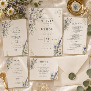 Antwortkarte für Hochzeit auf einer Wildblumenwies RSVP Karte
