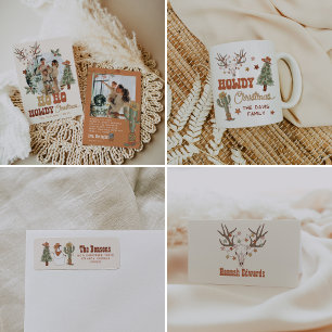 Cowboy Santa Weihnachten Rücksendeadressen-Aufkleb