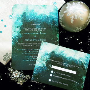 Winter Glitzer Mystic Forest Wedding Einladung