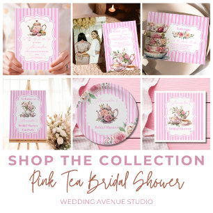 Weich rosa Blumenkohl Tee Brautparty Rezept Begleitkarte