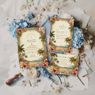 Inseln Botanische Florale Hochzeit Save The Date