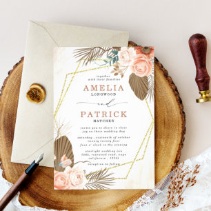 Custom Mit Monogramm Terracotta Rustic Boho Weddin Einladung