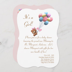 Es ist ein Girl Bären und Balloons Theme Shower Ga Mitteilungskarte