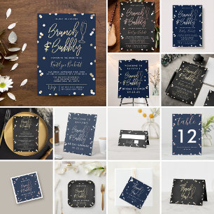 Brunch & Bubbly Confetti Brautparty Real Folieneinladung