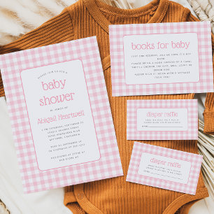 Baby Shower Einladung mit rosa Gingham-Karo-Muster