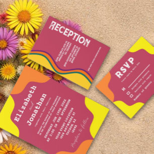 Retro Southwestern Waves Wedding Einladung